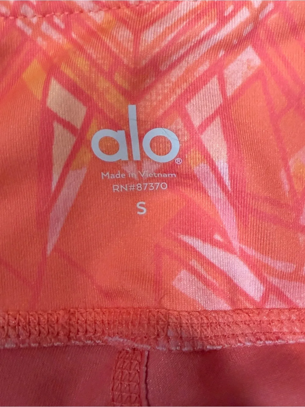 Alo Yoga Small Orange Pink Geo Print High Rise Crop Leggings Workout Yoga Gym